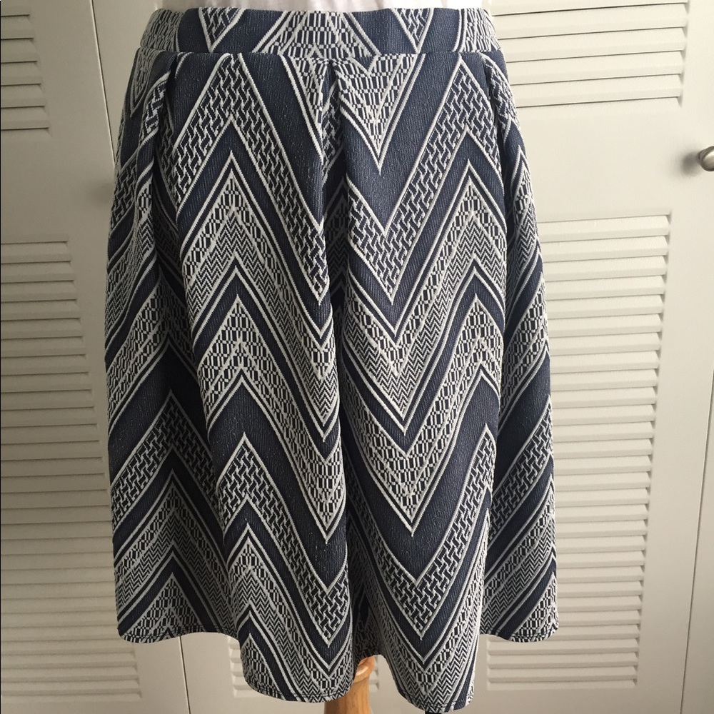 Blue and white skirt.